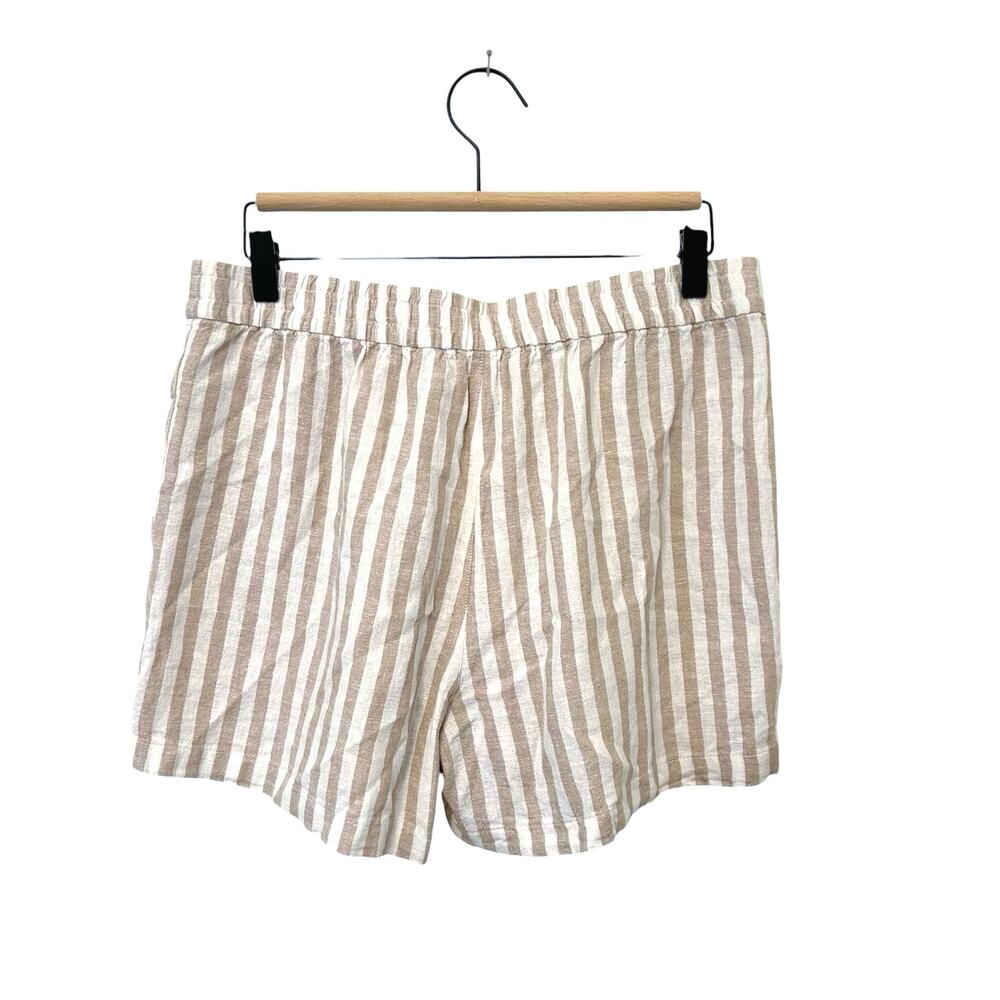 NWT J.Crew Striped Linen-Blend Drawstring Short Vintage Sandstone White Size S - Picture 4 of 8